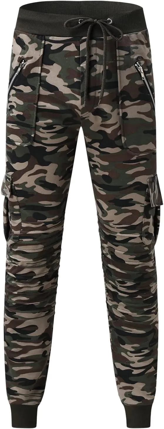 Cargo Trousers for Men Work Pants Multi Pocket Outdoor Trousers Heavyweight Fleece Cargo Sweatpants for Men Elastic