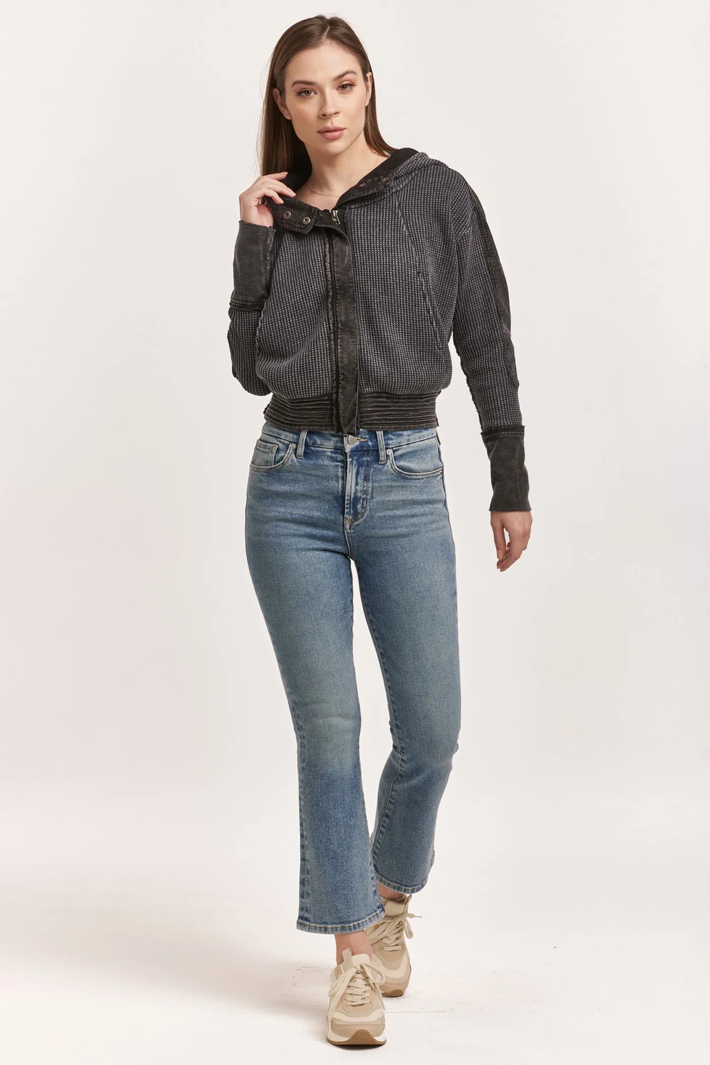 CARLY ZIP UP LONG SLEEVE JACKET BLACK
