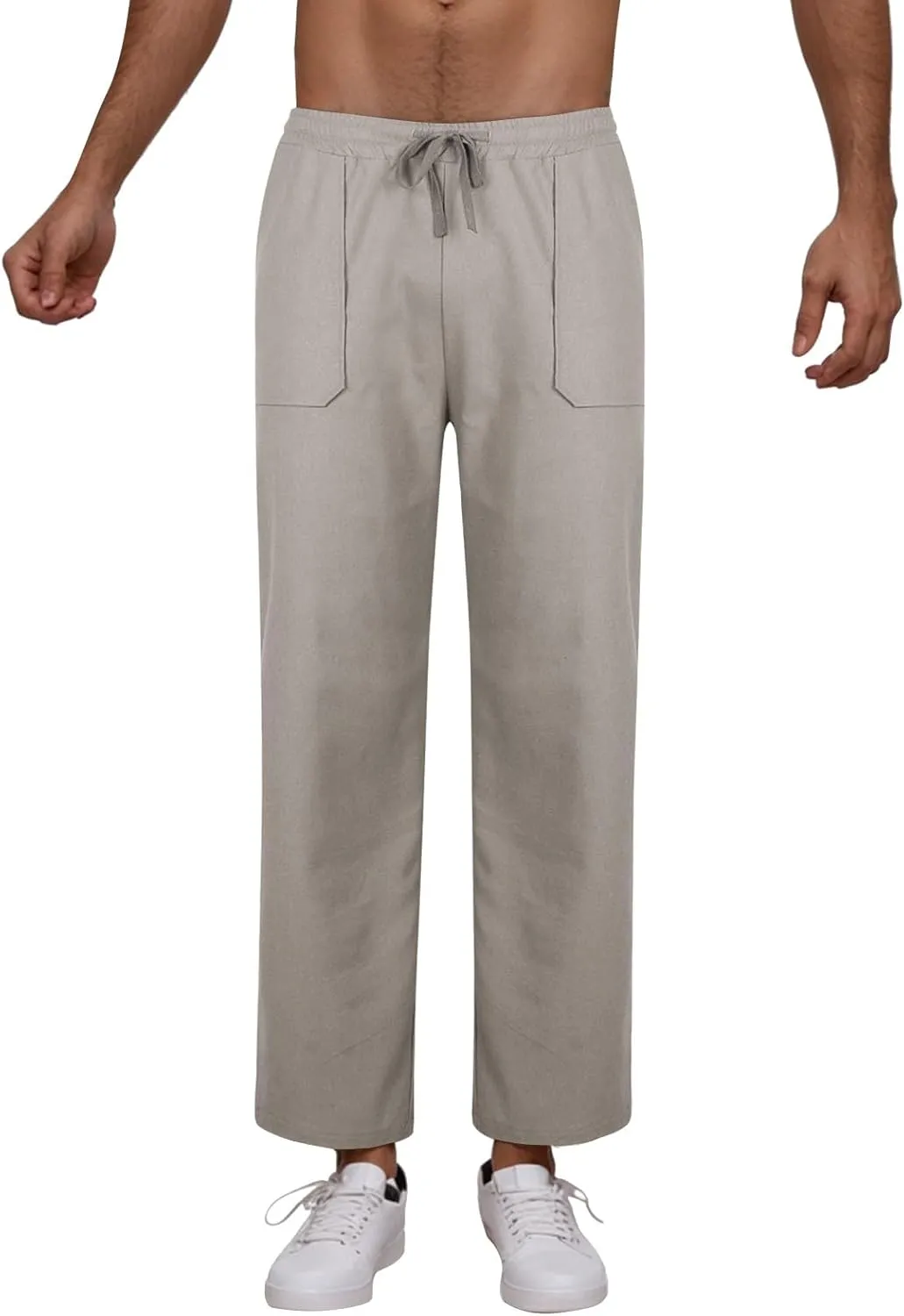 Casual Cotton and Linen Pants Men's Summer Elastic Waist Drawstring Slim-fit Tracksuit Pants 2025