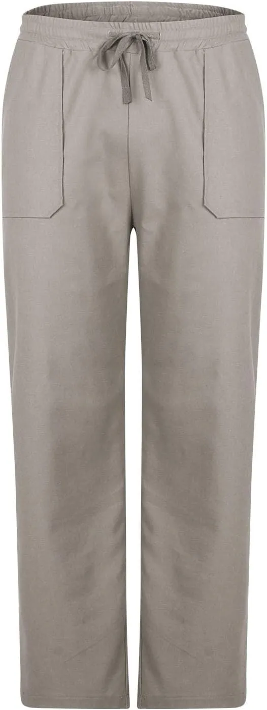 Casual Cotton and Linen Pants Men's Summer Elastic Waist Drawstring Slim-fit Tracksuit Pants 2025