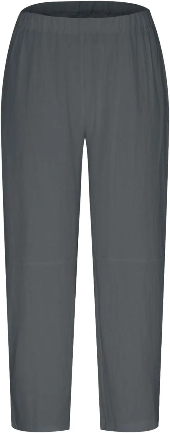 Casual High Waist Pants for Women, Cotton Linen Elastic Waist Palazzo Trousers Flowy Loose Wide Leg Slacks Plus Size