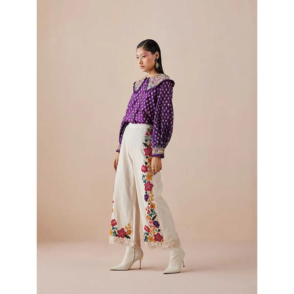 CHANDRIMA Purple Printed Shirt with Collar Detail