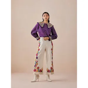 CHANDRIMA Purple Printed Shirt with Collar Detail