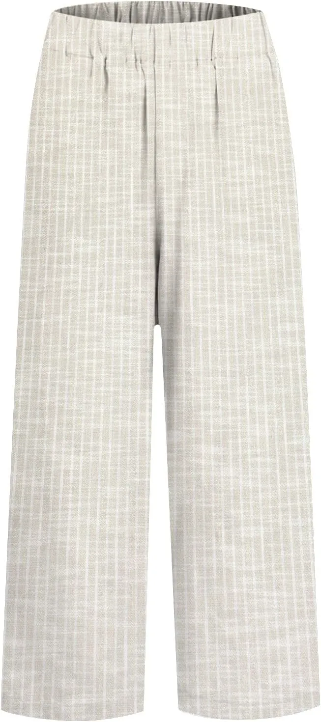 Cotton Linen Capris Pants for Womens 2025 Knee Length Summer Straight Leg Loose Beach Shorts Trouser with Pocket