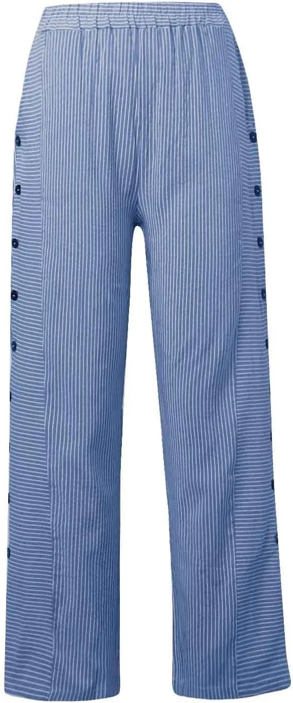 Cotton Linen Pants for Women Loose Fit Summer Baggy Elastic Waist Trouser Wide Leg Cargos Work Pants with Pocket