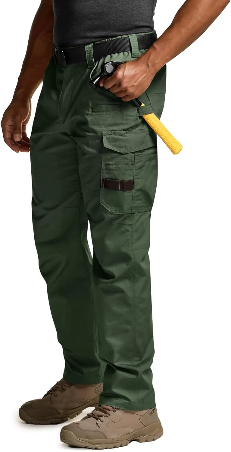 CQR Men's Quick Dry Work Pants, Water Resistant Outdoor Tactical Pants, Lightweight Stretch Cargo Hiking Pants