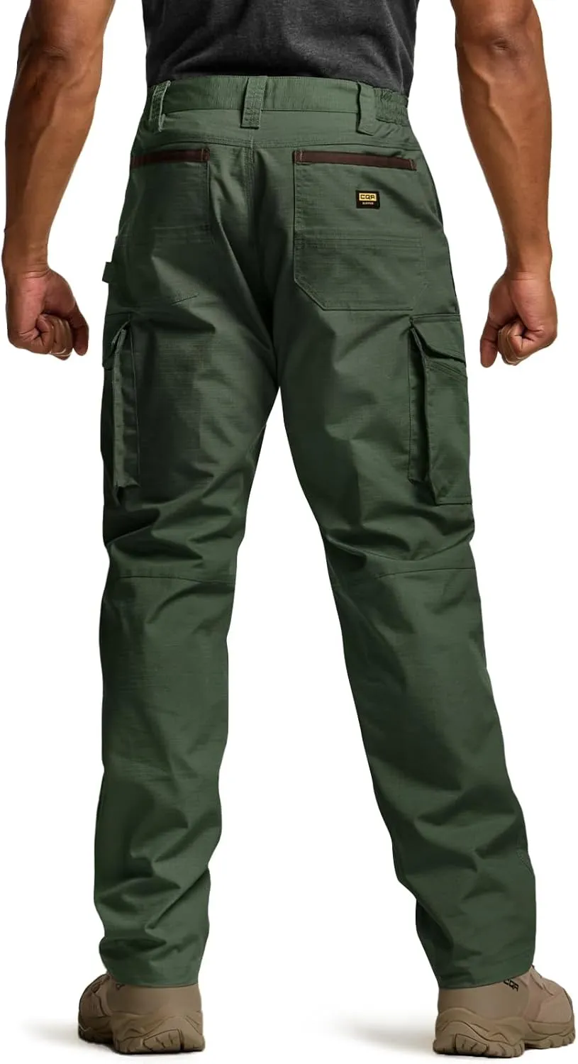 CQR Men's Quick Dry Work Pants, Water Resistant Outdoor Tactical Pants, Lightweight Stretch Cargo Hiking Pants