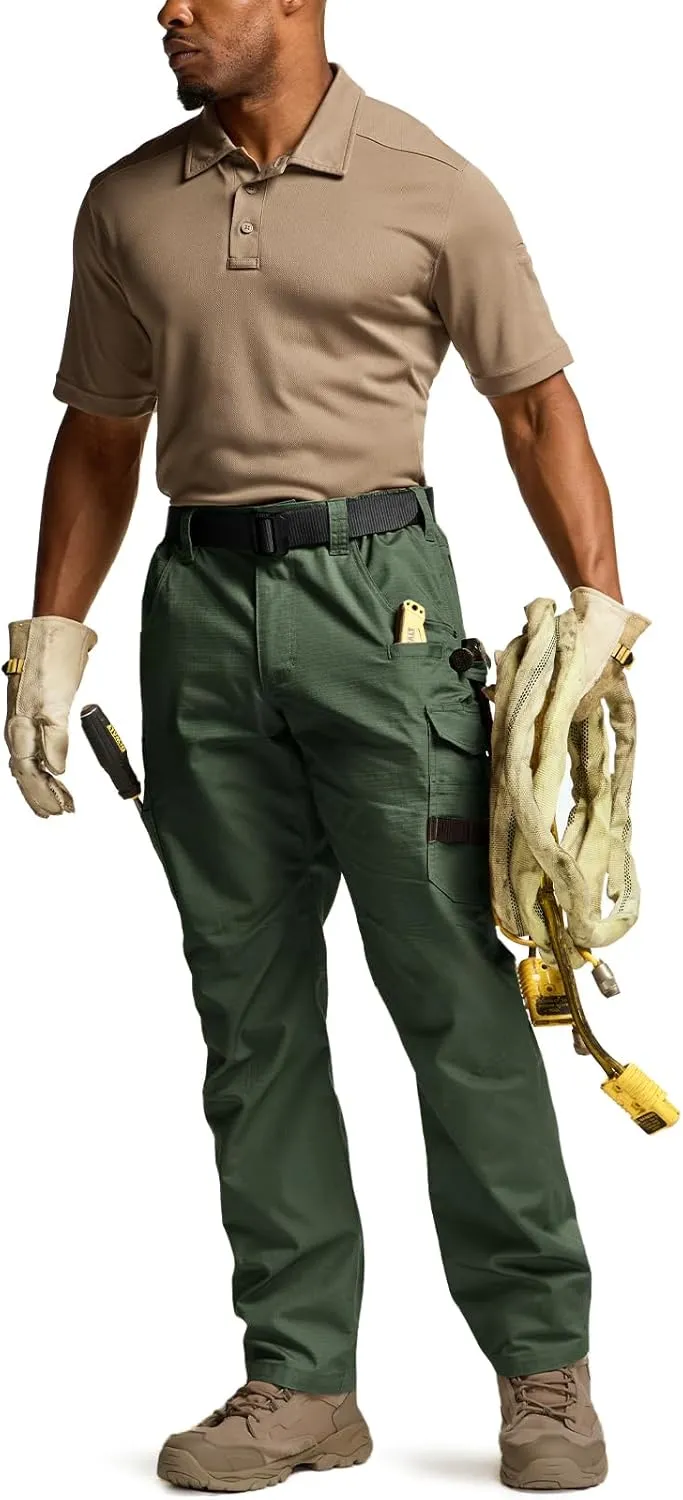 CQR Men's Quick Dry Work Pants, Water Resistant Outdoor Tactical Pants, Lightweight Stretch Cargo Hiking Pants