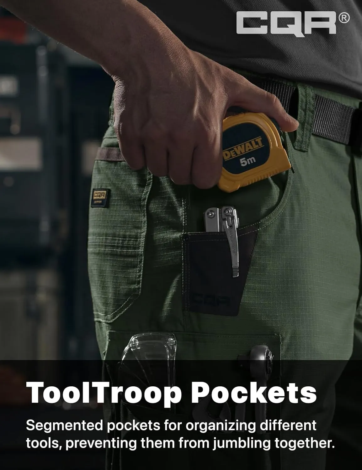 CQR Men's Quick Dry Work Pants, Water Resistant Outdoor Tactical Pants, Lightweight Stretch Cargo Hiking Pants