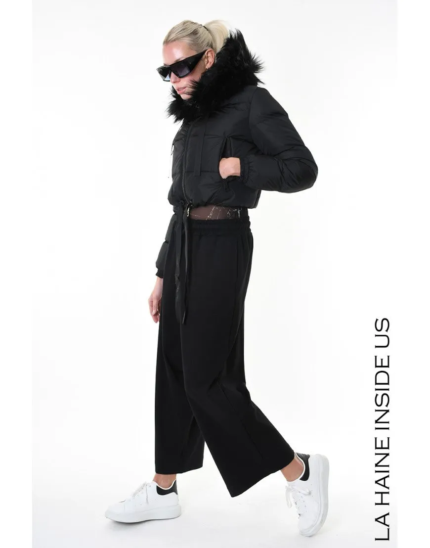 Cropped Black Down Puffer Jacket