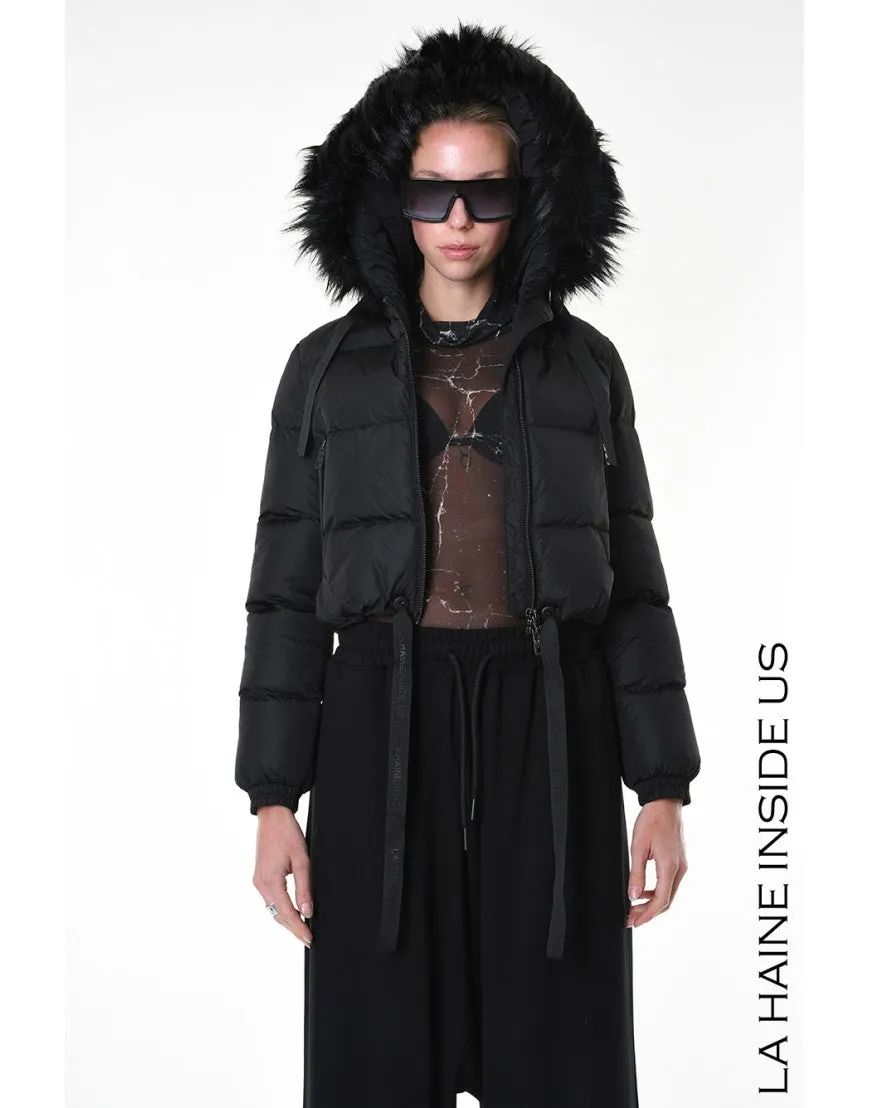 Cropped Black Down Puffer Jacket