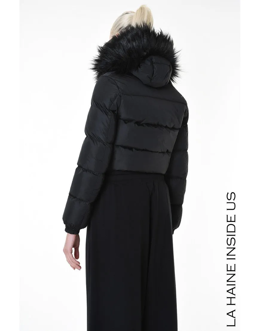 Cropped Black Down Puffer Jacket