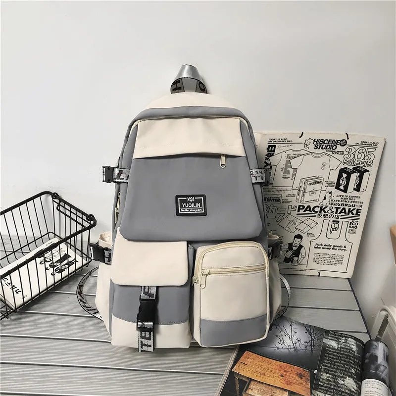deanwangkt Schoolbag Women's Korean-Style Junior High School College Students Backpack Men's Street Fashion Large Capacity Fashion Backpack Trendy Cool Computer Bag