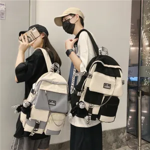 deanwangkt Schoolbag Women's Korean-Style Junior High School College Students Backpack Men's Street Fashion Large Capacity Fashion Backpack Trendy Cool Computer Bag