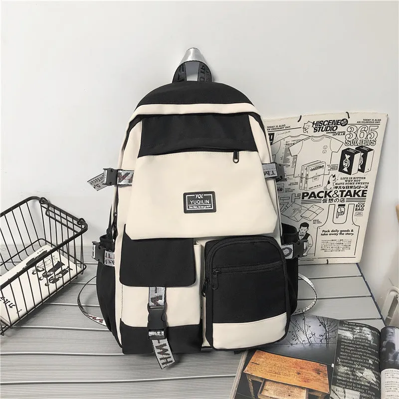 deanwangkt Schoolbag Women's Korean-Style Junior High School College Students Backpack Men's Street Fashion Large Capacity Fashion Backpack Trendy Cool Computer Bag