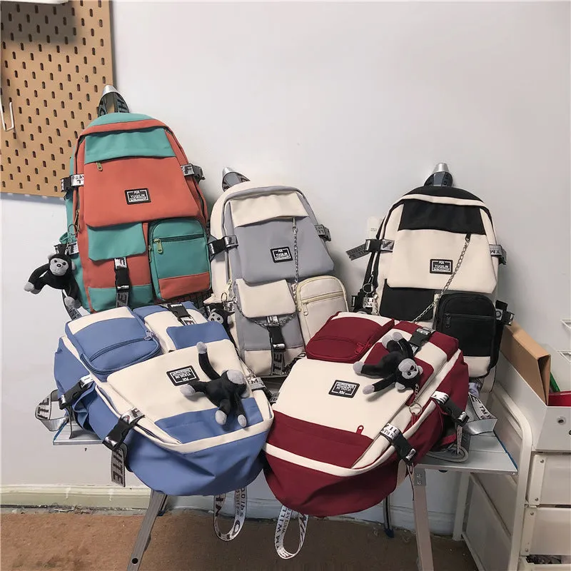 deanwangkt Schoolbag Women's Korean-Style Junior High School College Students Backpack Men's Street Fashion Large Capacity Fashion Backpack Trendy Cool Computer Bag