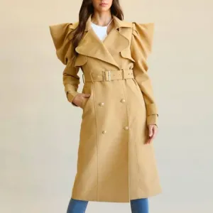 Dyan - Solid Stretch Woven Fabric Coat