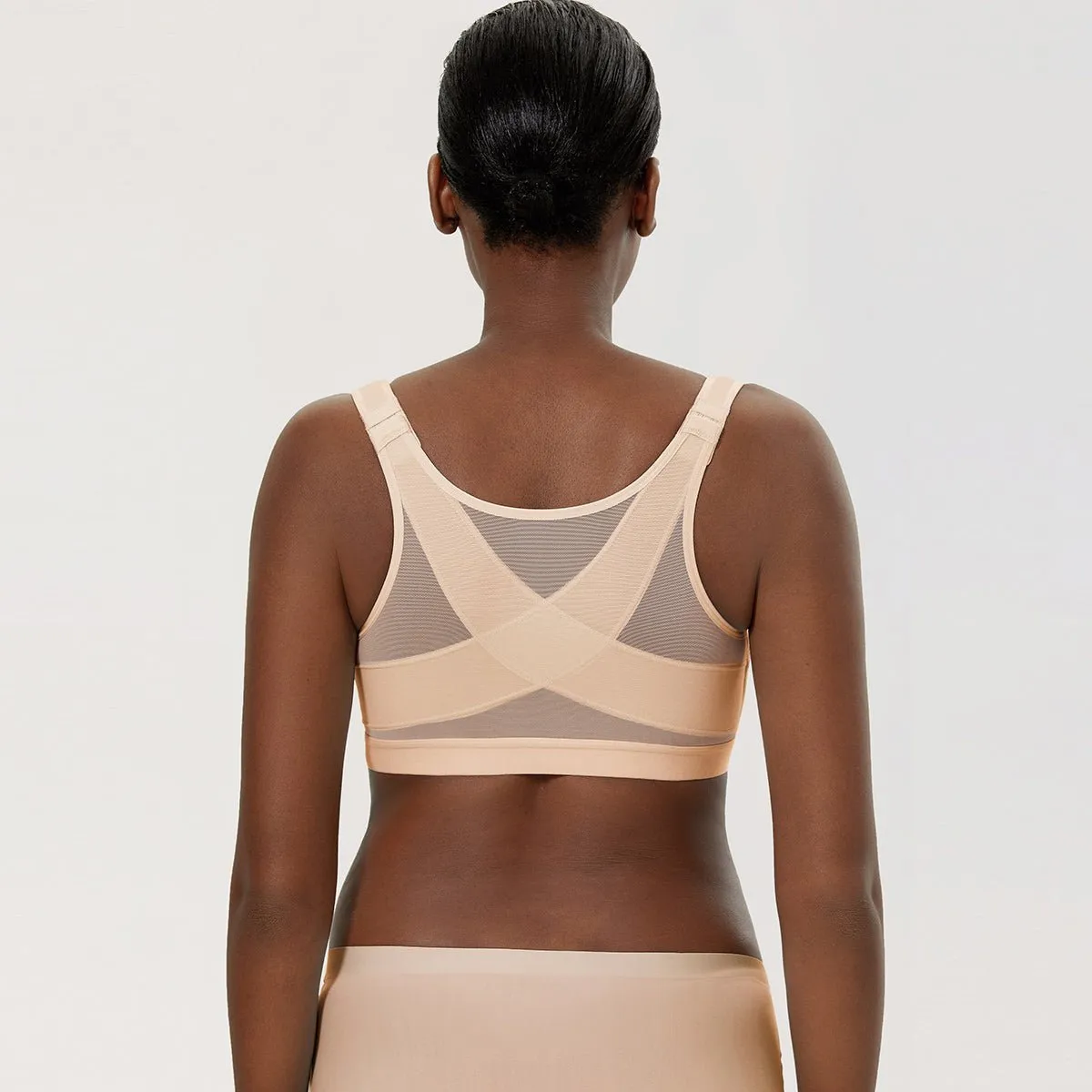 Extra Back Support Posture Wireless Apricot Full Coverage Bra