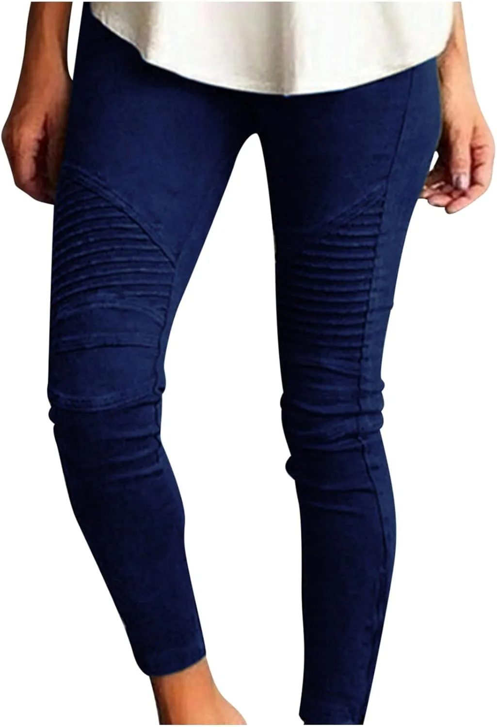 Fashion Women Skinny Pants High Waist Stretch Pencil Trousers Slim Ruched Zipper Work Pant Plus Size Casual Solid Pants