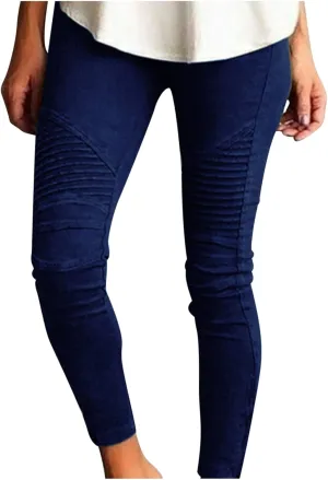 Fashion Women Skinny Pants High Waist Stretch Pencil Trousers Slim Ruched Zipper Work Pant Plus Size Casual Solid Pants
