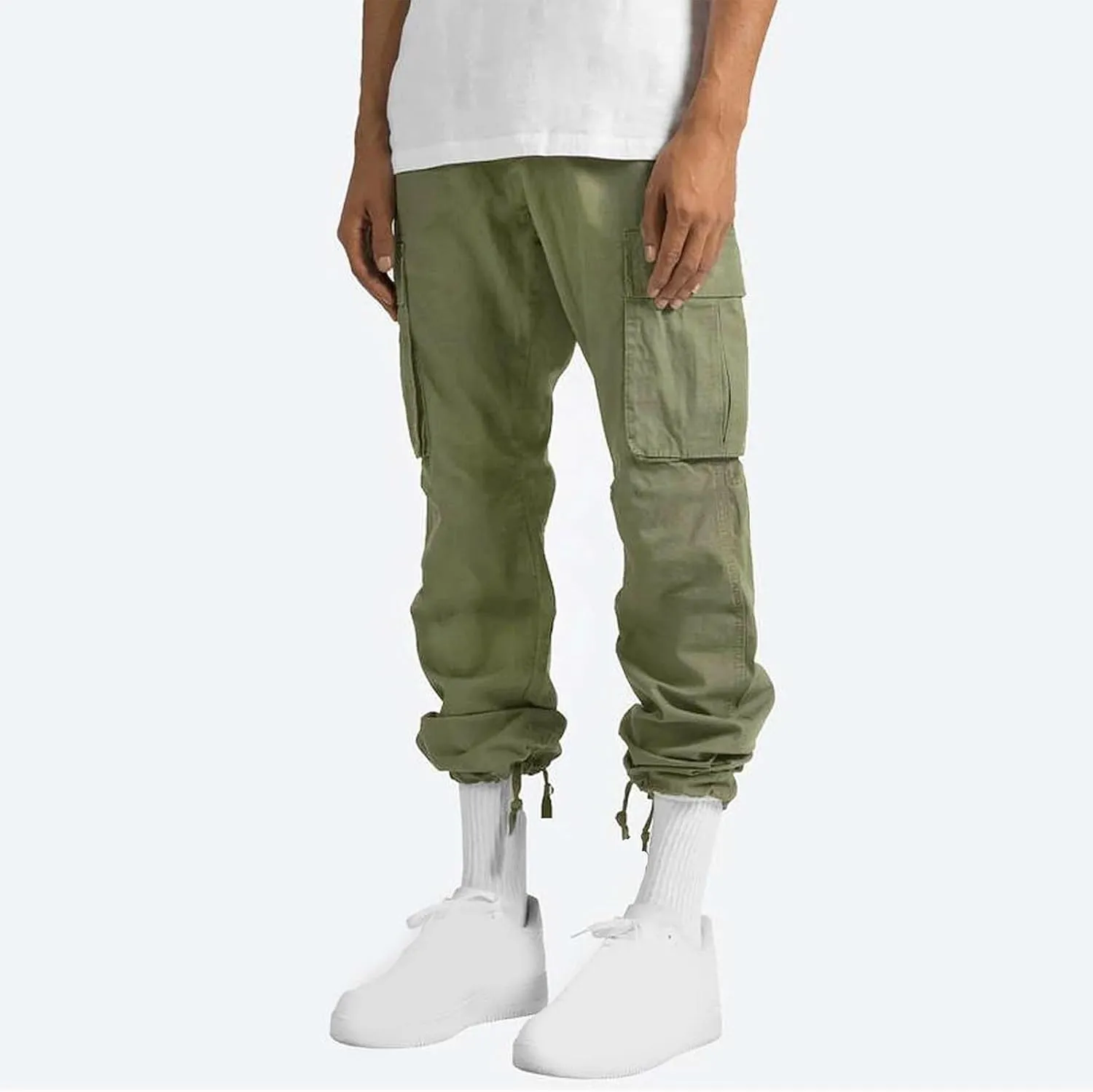 Finelylove Mens Wild Cargo Pants Lightweight Casual Hiking Pants Joggers Loose Fit Straight Workout Cargo Sweatpants