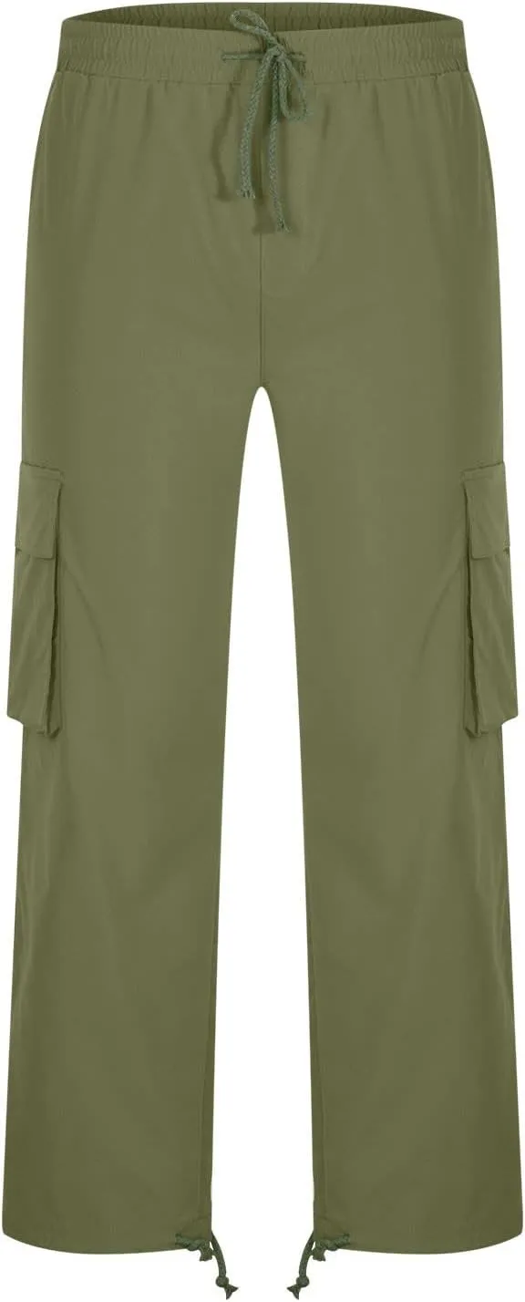 Finelylove Mens Wild Cargo Pants Lightweight Casual Hiking Pants Joggers Loose Fit Straight Workout Cargo Sweatpants