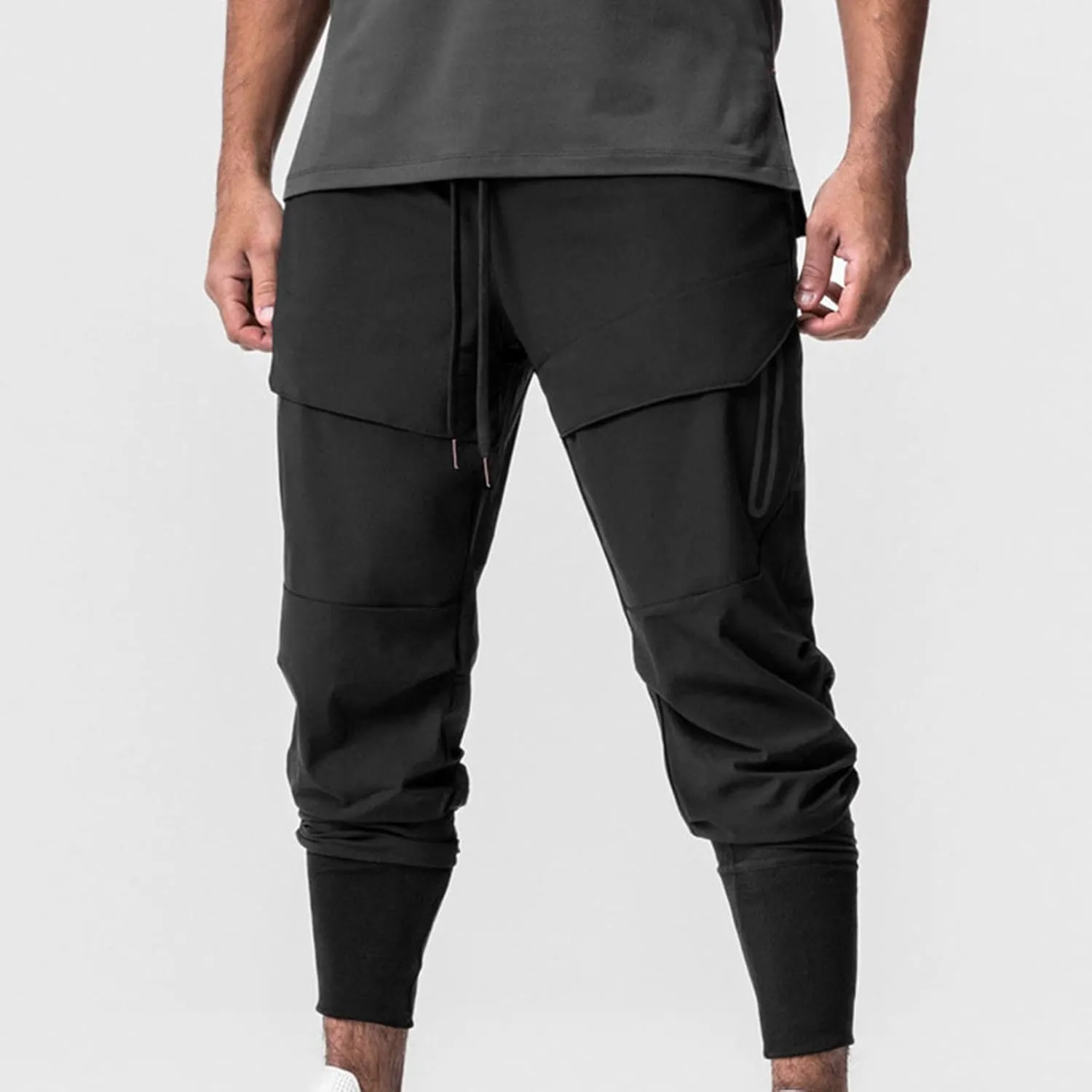 Finelylove Track Pants Men Slim Fit Athletic Jogger Sweatpants Elastic Waist Quick Dry Hiking Pants with Zip Pockets