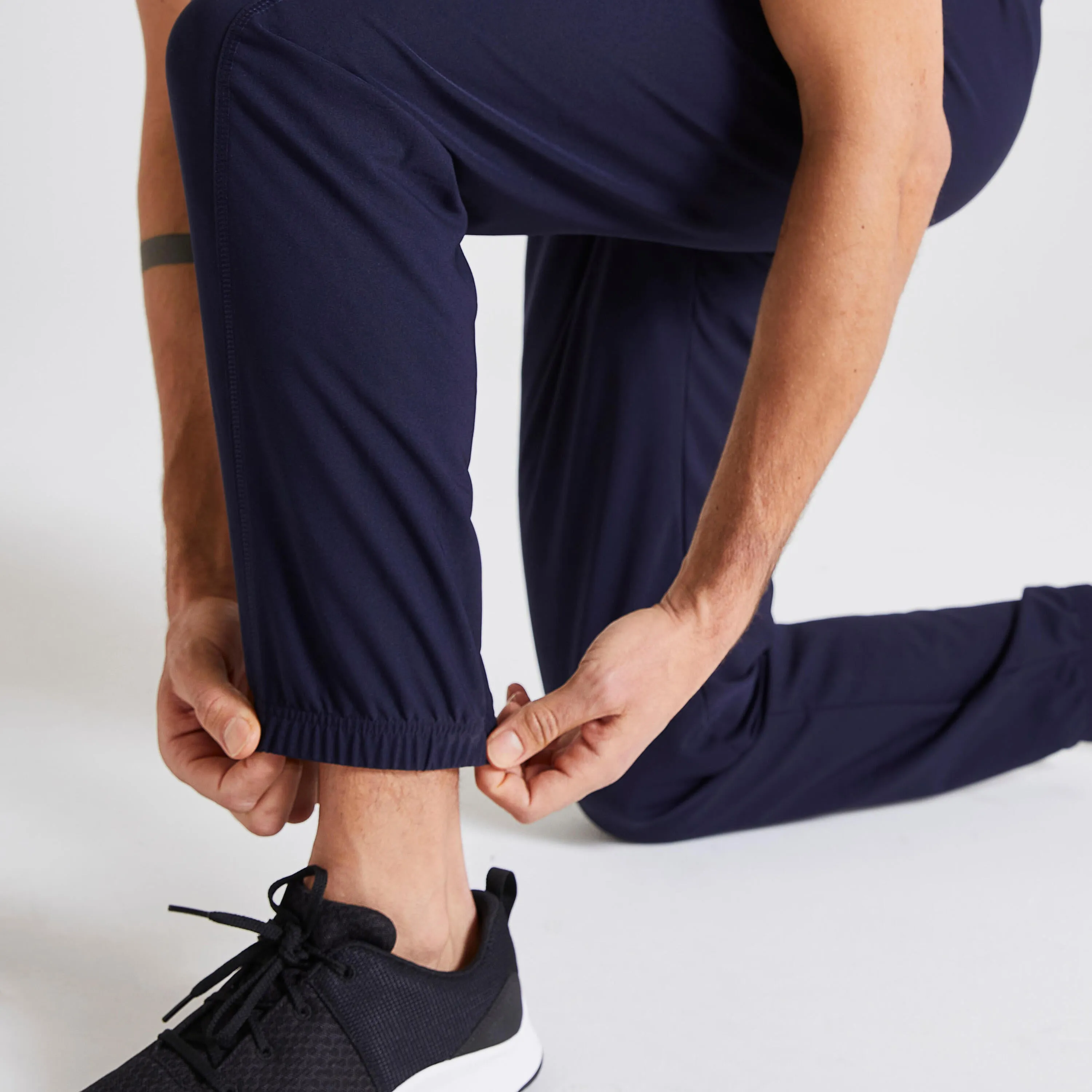 Fitness Essential Sweatpants Breathable Regular Men's Dark Blue DOMYOS black-blue/black-blue