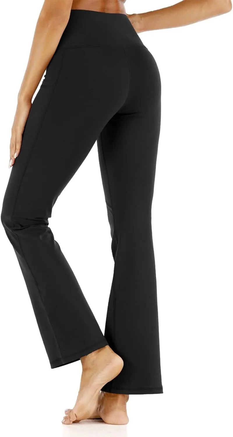 Flare Yoga Pants for Women High Waist Tummy Control Plus Size Leggings Casual Wide Leg Gym Workout Bell Bottom Sweatpants