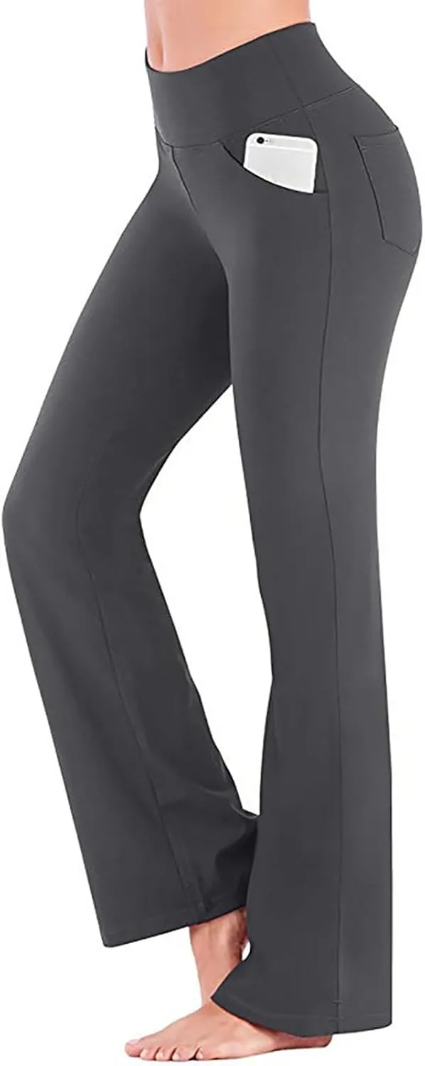 Flare Yoga Pants for Women High Waist Tummy Control Plus Size Leggings Casual Wide Leg Gym Workout Bell Bottom Sweatpants