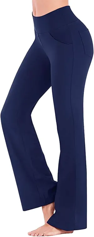 Flare Yoga Pants for Women High Waist Tummy Control Plus Size Leggings Casual Wide Leg Gym Workout Bell Bottom Sweatpants
