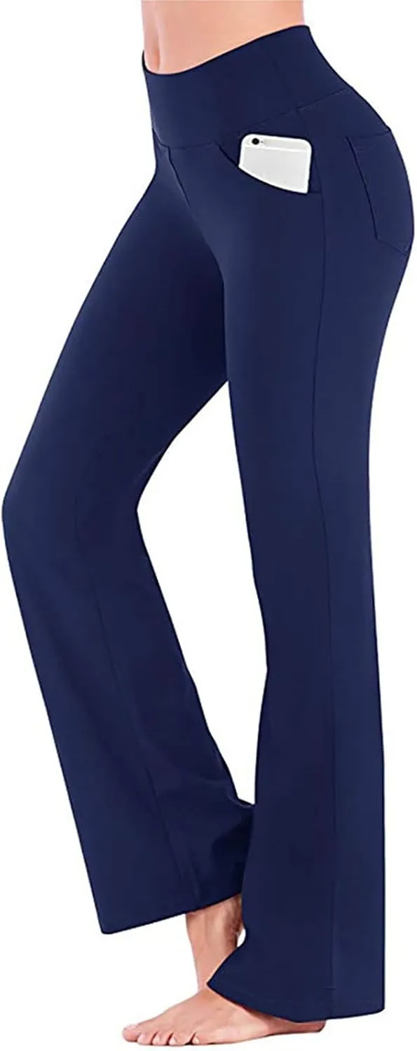 Flare Yoga Pants for Women High Waist Tummy Control Plus Size Leggings Casual Wide Leg Gym Workout Bell Bottom Sweatpants
