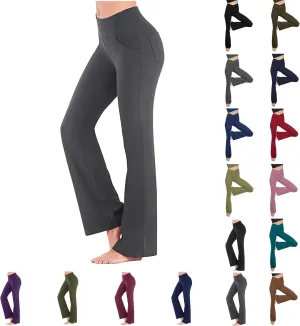 Flare Yoga Pants for Women High Waist Tummy Control Plus Size Leggings Casual Wide Leg Gym Workout Bell Bottom Sweatpants