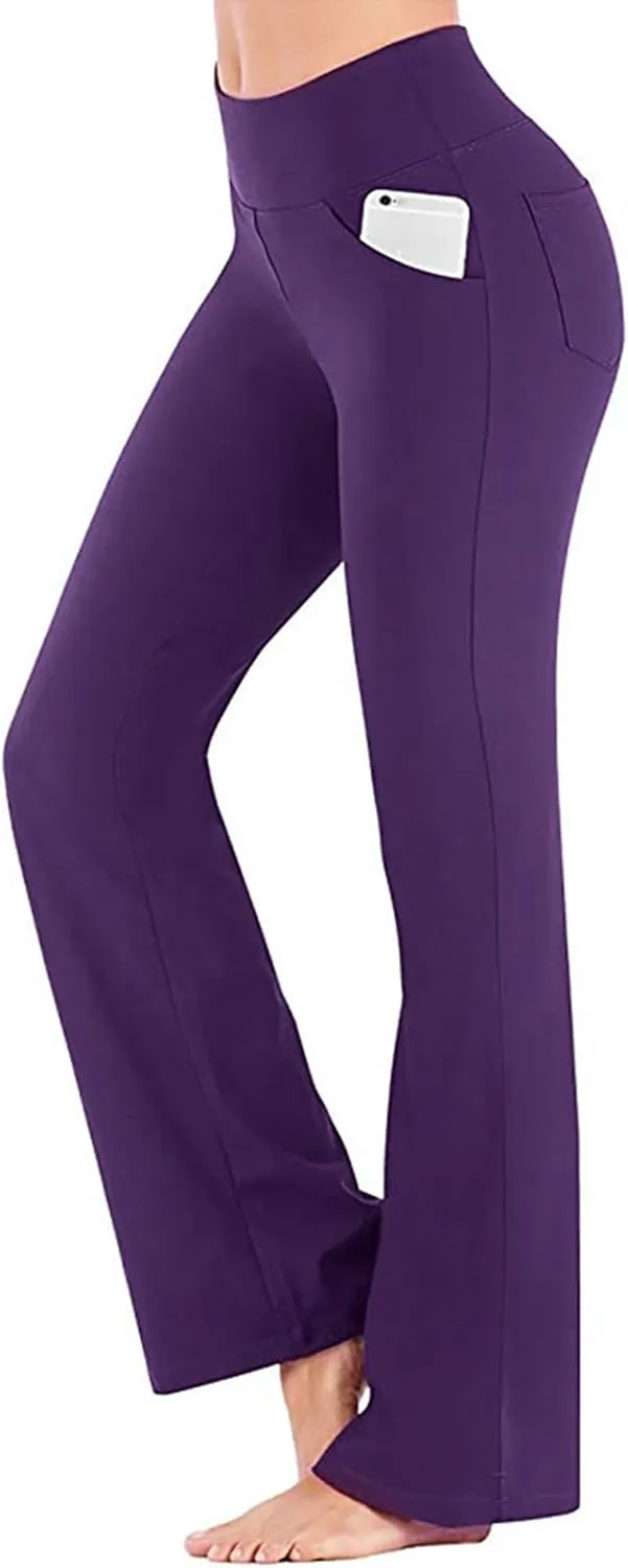 Flare Yoga Pants for Women High Waist Tummy Control Plus Size Leggings Casual Wide Leg Gym Workout Bell Bottom Sweatpants