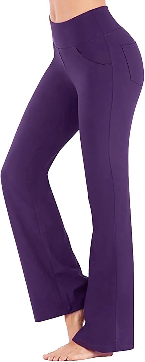 Flare Yoga Pants for Women High Waist Tummy Control Plus Size Leggings Casual Wide Leg Gym Workout Bell Bottom Sweatpants