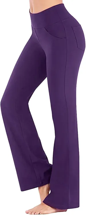Flare Yoga Pants for Women High Waist Tummy Control Plus Size Leggings Casual Wide Leg Gym Workout Bell Bottom Sweatpants