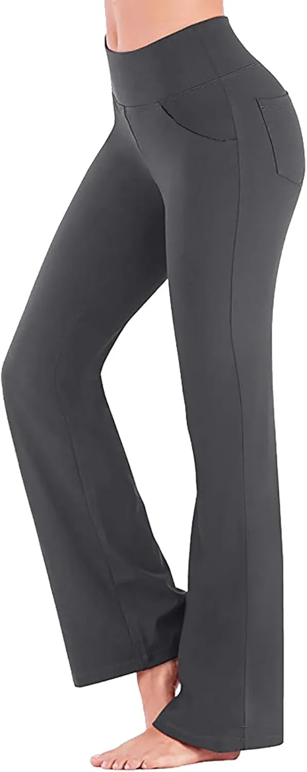 Flare Yoga Pants for Women High Waist Tummy Control Plus Size Leggings Casual Wide Leg Gym Workout Bell Bottom Sweatpants