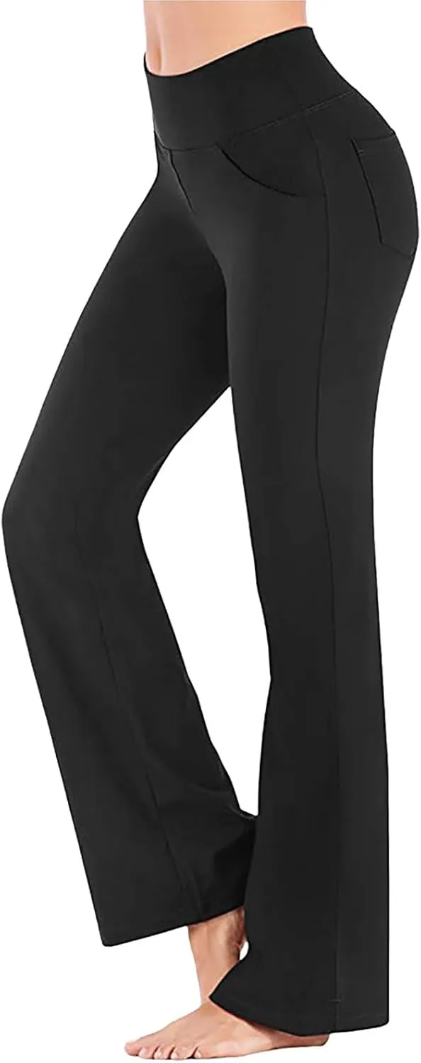 Flare Yoga Pants for Women High Waist Tummy Control Plus Size Leggings Casual Wide Leg Gym Workout Bell Bottom Sweatpants