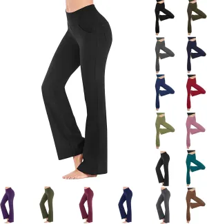 Flare Yoga Pants for Women High Waist Tummy Control Plus Size Leggings Casual Wide Leg Gym Workout Bell Bottom Sweatpants