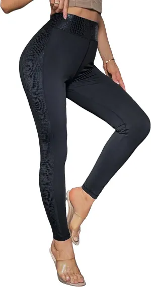 Floerns Women's High Waisted Glitter Leggings Running Yoga Workout Pants