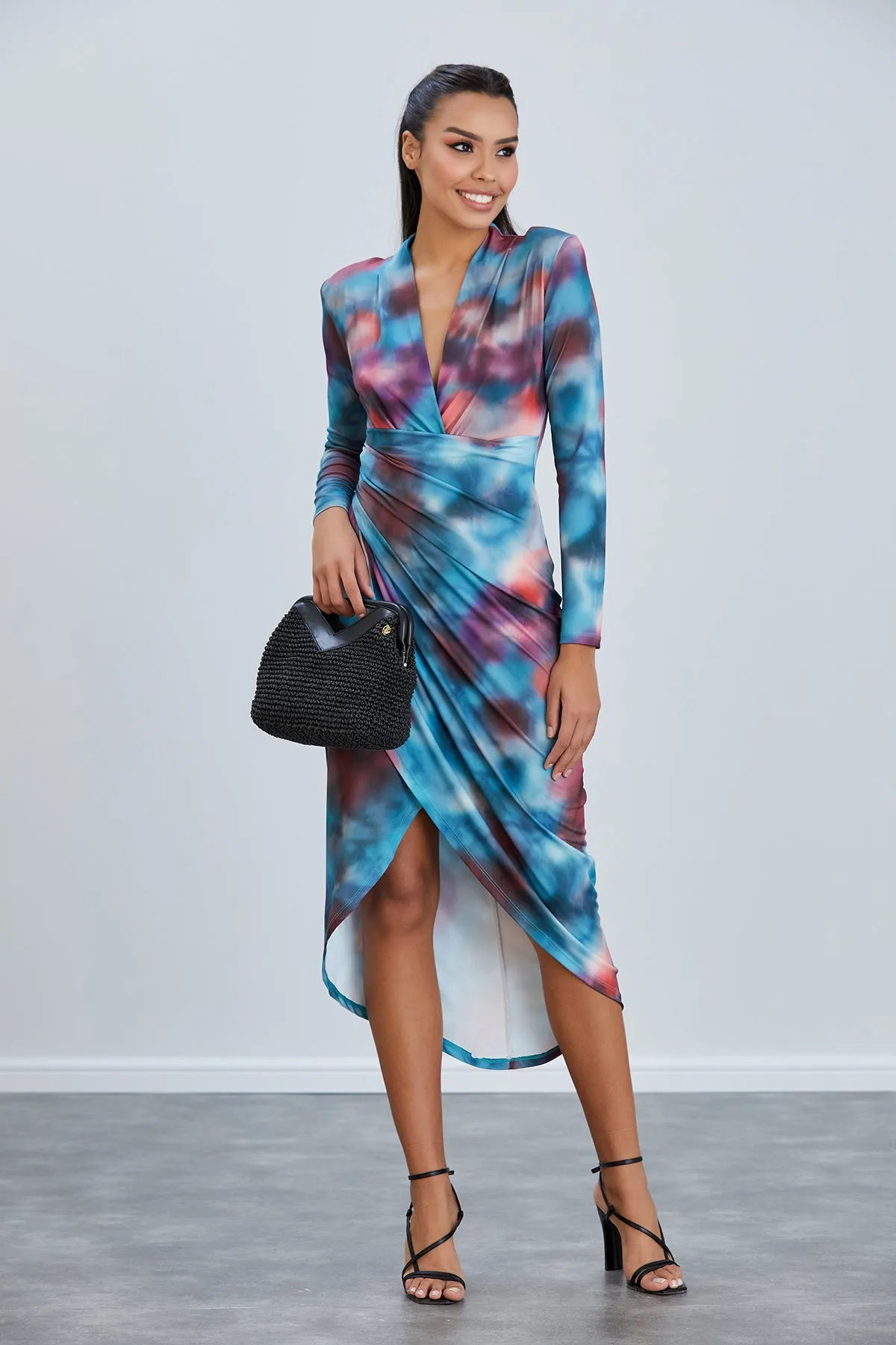 Forever Long Sleeve Wrap Midi Dress