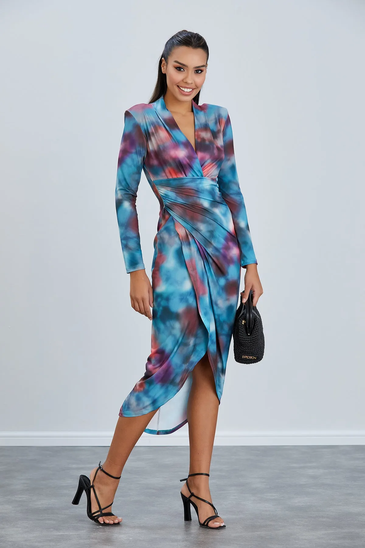 Forever Long Sleeve Wrap Midi Dress