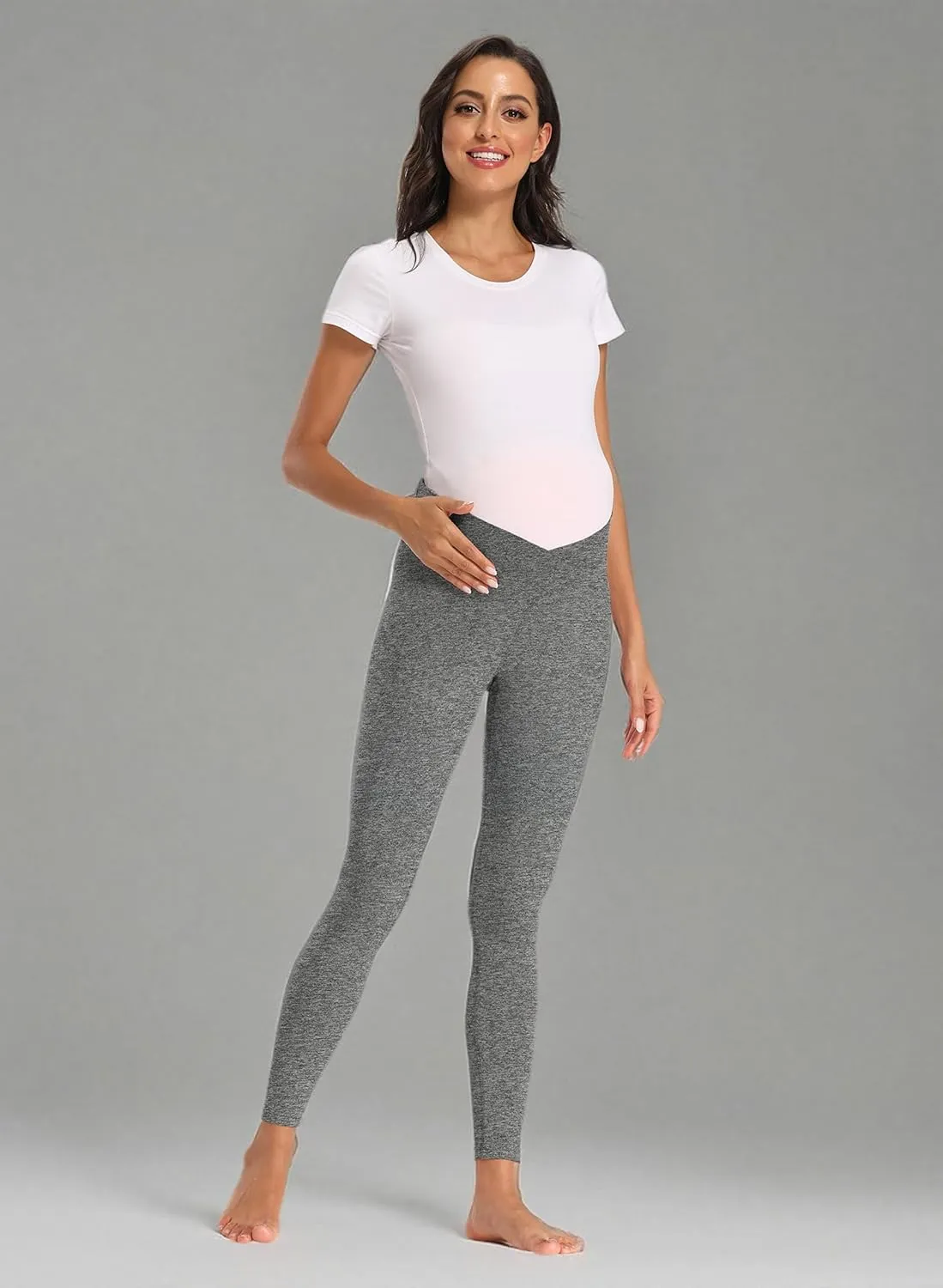 Foucome Women's Under The Belly Super Soft Support Maternity Leggings