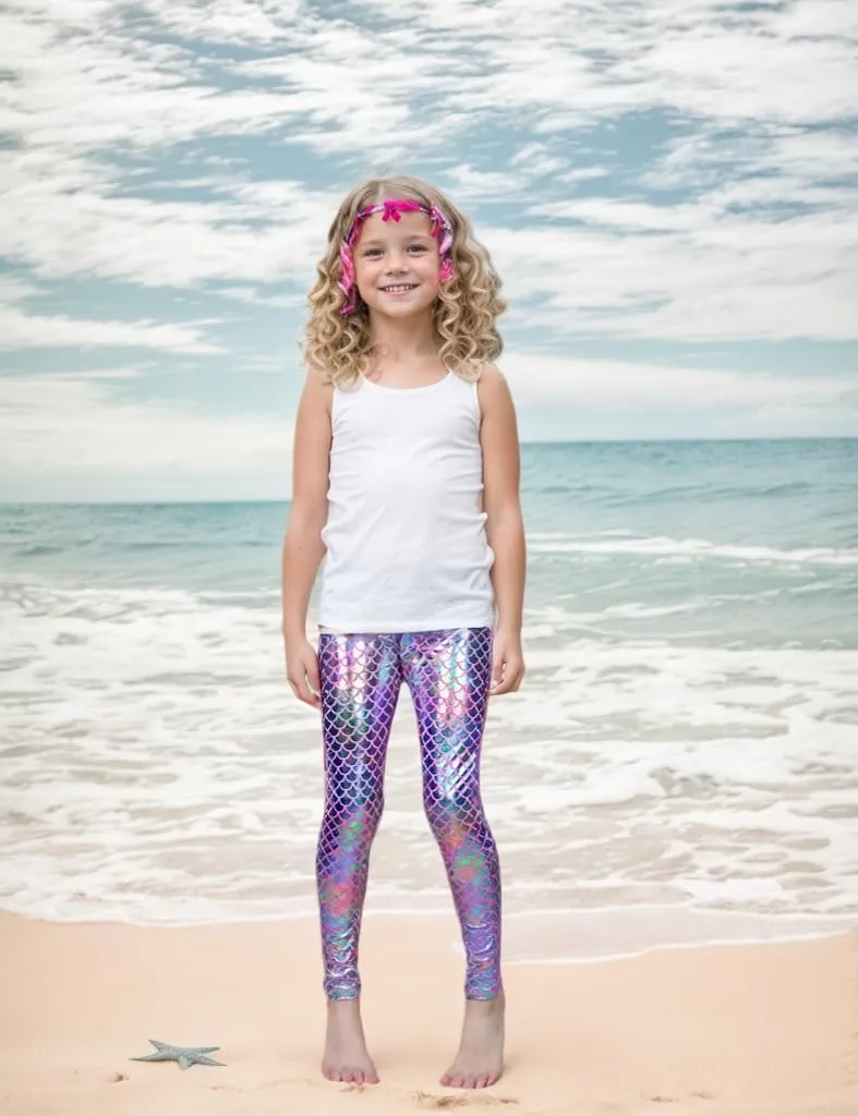 Frogwill Girls Mermaid Scale Leggings Fish Pants 3-11 Years