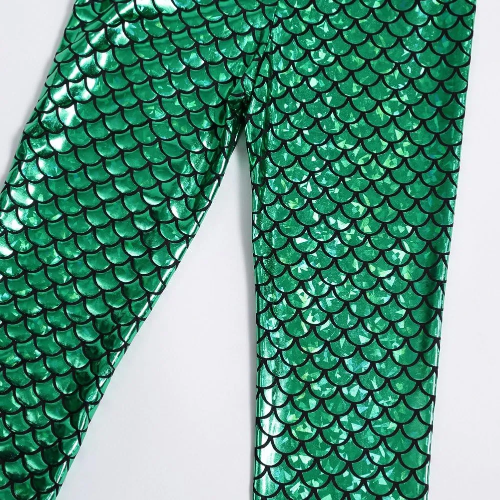 Frogwill Girls Mermaid Scale Leggings Fish Pants 3-11 Years