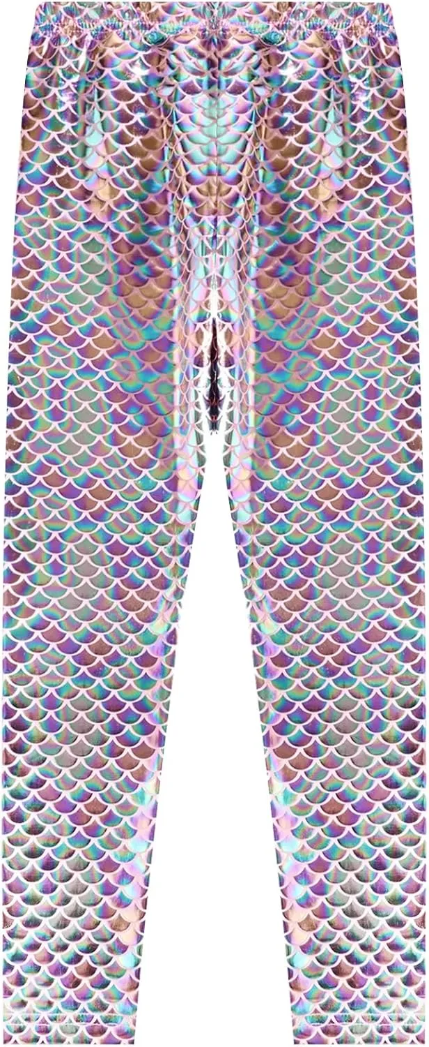 Frogwill Girls Mermaid Scale Leggings Fish Pants 3-11 Years