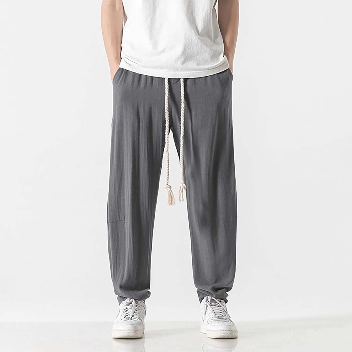 FZVYD Mens Brown Dress Pants Mens Joggers Cargo Pants Fashion Casual Sweatpants Work Pants Drawstring Loose Trousers Pockets