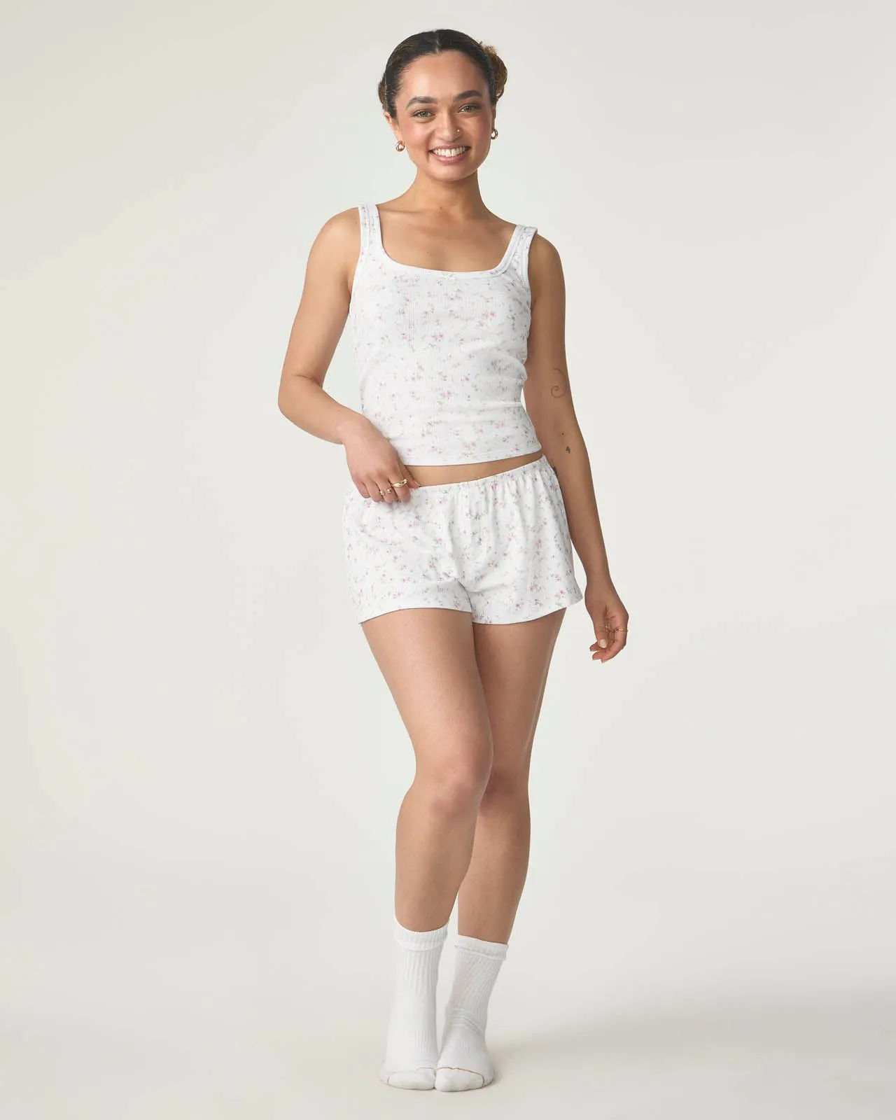 Garden Party Ribbed Sleep Short