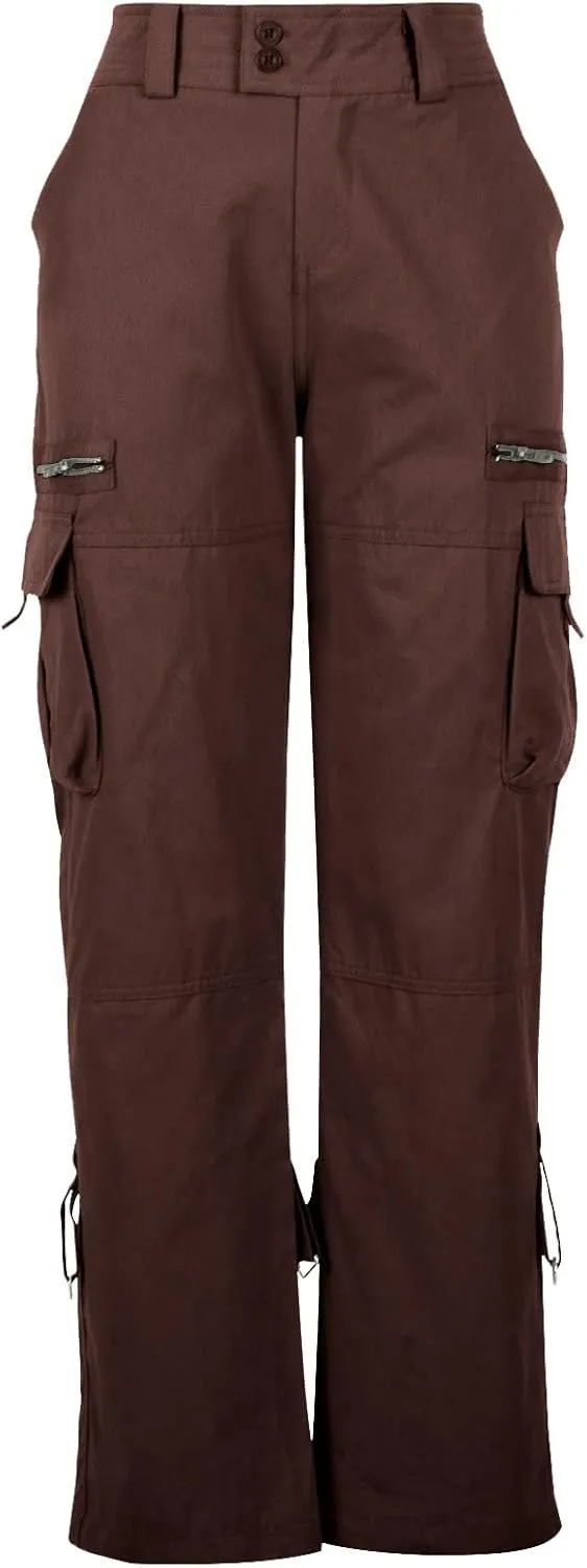 Gcvizuso Womens Cargo Joggers Pants Quick Dry Workout Pants Casual Hiking Trousers Elastic Waist Zipper Pocket Leggings
