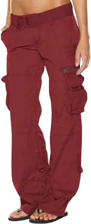 Gcvizuso Womens Cargo Joggers Pants Quick Dry Workout Pants Casual Hiking Trousers Elastic Waist Zipper Pocket Leggings
